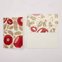 Hand Block Printed Greeting Card | Marigold Glitz Scarlet